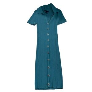 Forever 21 Teal Button-Up Dress